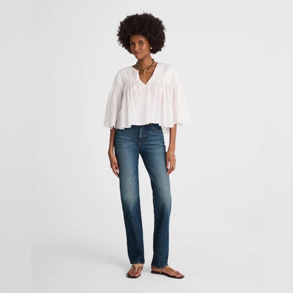 Madewell Petite Longline Straight Jean in Greendale Wash